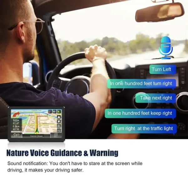 7 Inch HD Car GPS Navigation FM Transmitter Navigation System Touch Screen Portable Navigator Australia North America Europe Map - Image 5