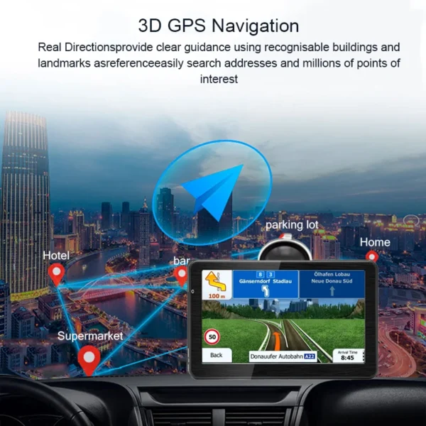 GARNAVI 7 inch truck GPS navigation 256M 8GB wince 6.0 navigator MTK GPS Navigation FM Free Offline Europe North America Map - Image 3