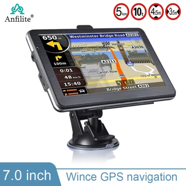 GARNAVI 7 inch truck GPS navigation 256M 8GB wince 6.0 navigator MTK GPS Navigation FM Free Offline Europe North America Map