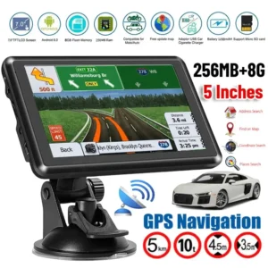 GARNAVI 5 Inch Car GPS Navigation HD Touch Screen Car GPS Navigator FM Transmitter Voice Reminder EU AU North America Map Speeding Alarm