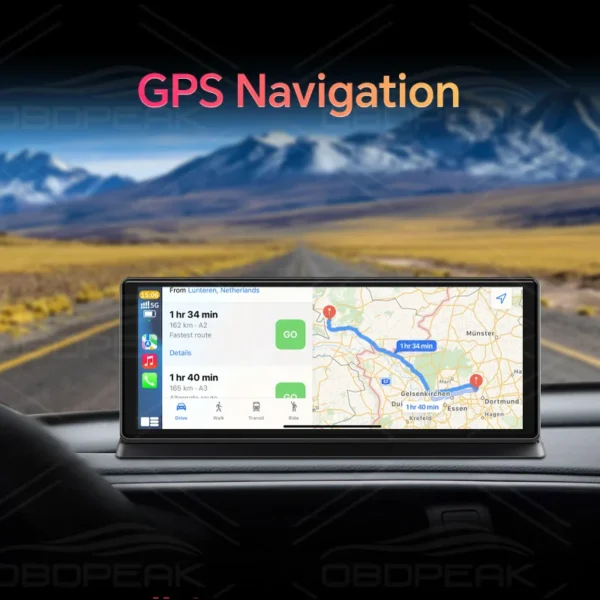 GARNAVI 11.3 inch Car DVR 4K Dash Cam Dual Lens Wireless Carplay & Android Auto Video Recorder Monitor GPS Navigation 5G Wifi FM AUX - Image 4