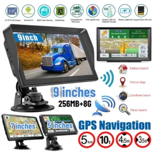 GARNAVI 9 Inch Car GPS Navigation 256MB+8G Sat Nav Voice Reminder Portable Navigator HD Touch Screen Mini USB TF EU AU North America Map