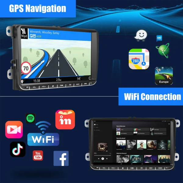 GARNAVI 9" Android 14 4G+64G Wireless Carplay Car Stereo GPS NAVI WIFI RDS FM BT EQ for VW Golf 5 6 Passat Polo Touran Tiguan Caddy EOS - Image 3
