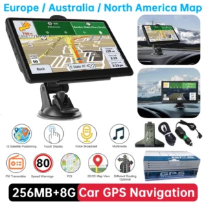 GARNAVI Car GPS Navigation Voice Prompts EU AU US Map 7Inch HD TFT Touch Screen Truck GPS Navigator 256MB+8G Auto Satellite 2025